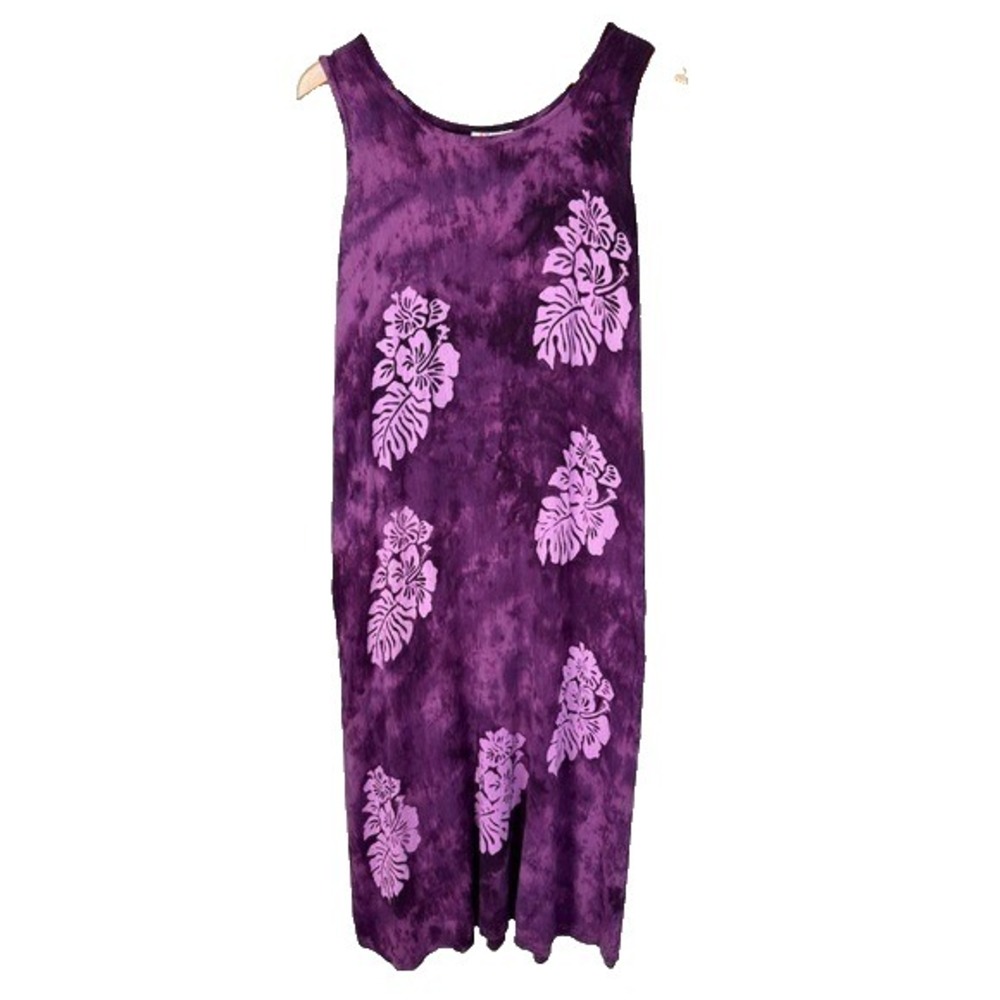 Pineapple Moon Tank Dress Womens One Size Tropical Resortwear Purple Casual